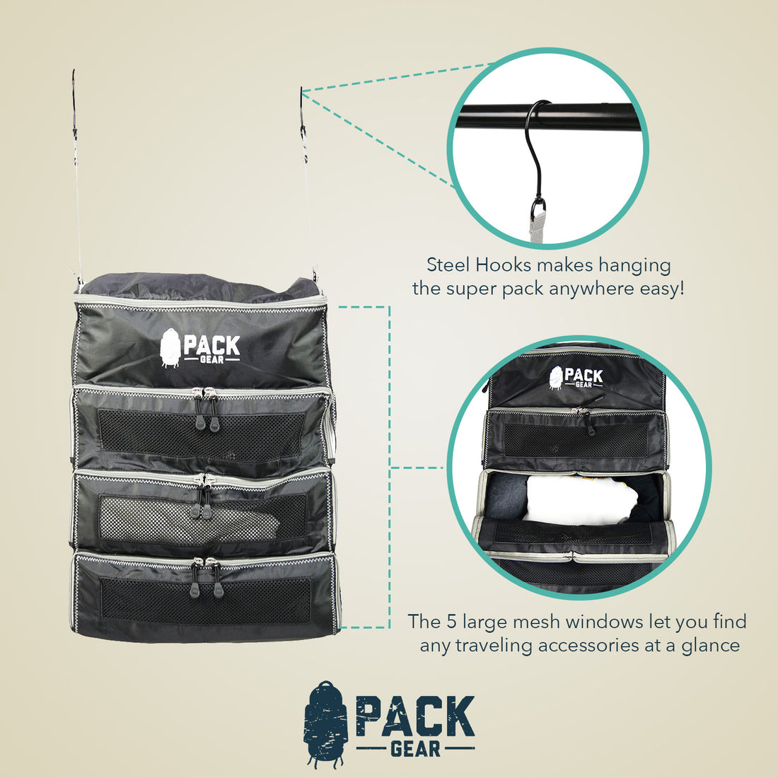 The PACK Accessory Organizer by Pack Gear | Keep Small Items Organized |  Works with All Suitcase Organizers